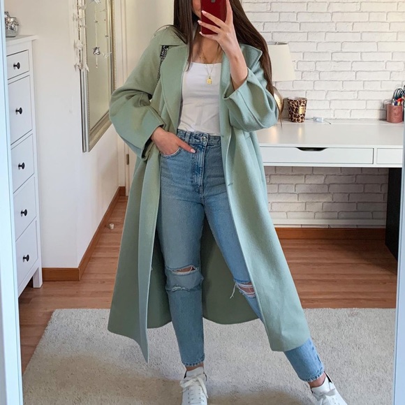 Zara Jackets & Blazers - NWT ZARA Wool Blend Oversized Coat Green L